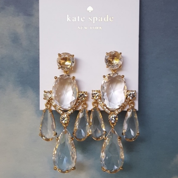 Kate Spade Gold and Crystal Chandelier Earrings - Picture 6 of 8